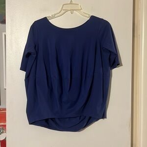 Matthildur indigo short sleeve drapey top
